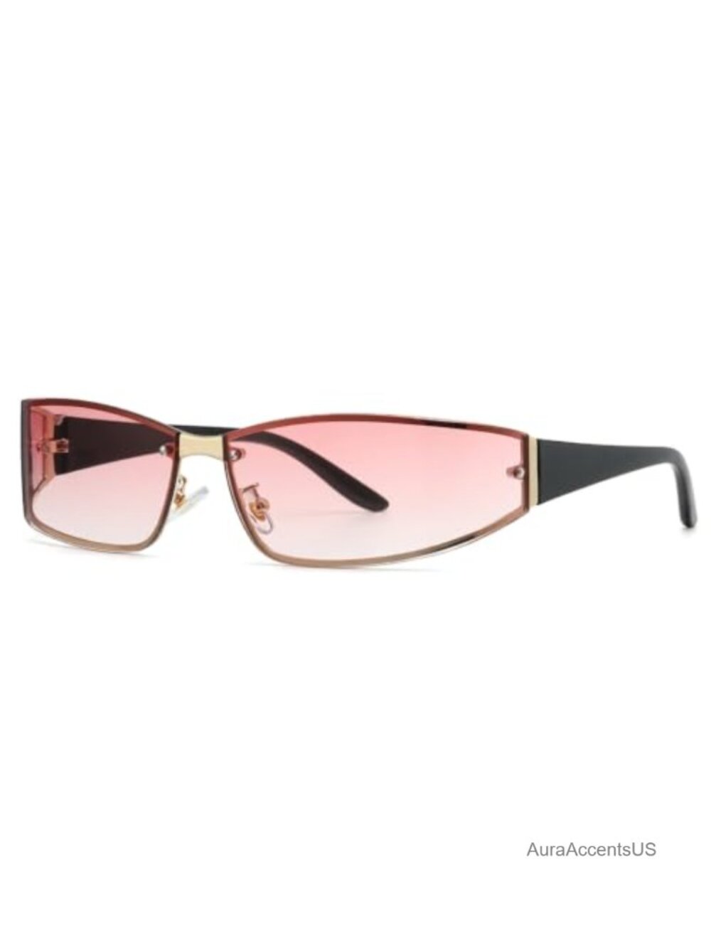 Rimless Y2K Wrap Around Sunglasses UV400 Rectangular